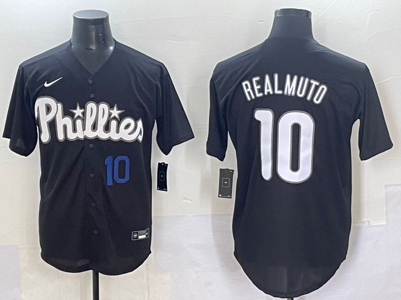 Men 2025 Philadelphia Phillies #10 Realmuto Black Fashion Nike MLB Jersey style 7091